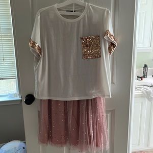 Sparkly shirt and dress combo